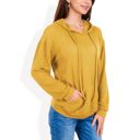 Yellow XXL Waffle Knit Long Sleeve Hoodie with Front Pockets