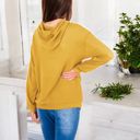 Yellow XXL Waffle Knit Long Sleeve Hoodie with Front Pockets