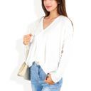 White XXL Waffle Knit Surplice Wrap Long Sleeve Top