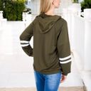  Button-Front Hoodie with Stripe Sleeve Detail and Relaxed Fit