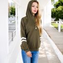  Button-Front Hoodie with Stripe Sleeve Detail and Relaxed Fit