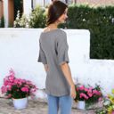 Gray Large Front Pocket Short Sleeve Textured Popcorn Lounge Tunic