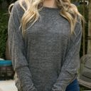 Gray Large Long Sleeve Off-Shoulder Knit Top with Relaxed Fit and Dolman Sleeves