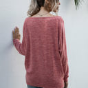 Red Large Long Sleeve Off-Shoulder Knit Top with Relaxed Fit and Dolman Sleeves