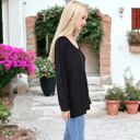 Black XXL V-Neck Long Sleeve Oversized Tee