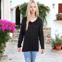 Black XXL V-Neck Long Sleeve Oversized Tee