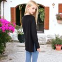 Black Large V-Neck Long Sleeve Oversized Tee