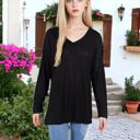 Black XL V-Neck Long Sleeve Oversized Tee