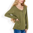  Long Sleeve Top with Front Zip Detail and Curved Hem