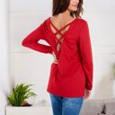 Red XXL Long Sleeve Top with Front Zip Detail and Curved Hem