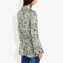 Green Large Long Sleeve Button Down Blouse with Animal Print and Ruffle Trim V-Neck Casual Top