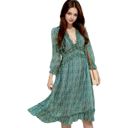 Green Medium Ruffle Dot Print Dress