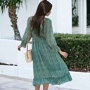 Green Medium Ruffle Dot Print Dress