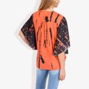 Orange Large Button-Front Tie-Dye Duster Sleeve Blouse