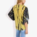 Yellow Large Button-Front Tie-Dye Duster Sleeve Blouse