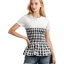 Black Large Picnic Date Smocked Detail Peplum T-Shirt