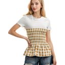 Yellow Large Picnic Date Smocked Detail Peplum T-Shirt