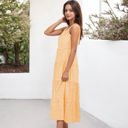 Yellow Large Spaghetti Strap Tiered Maxi Dress with Square Neckline and Flowy Skirt