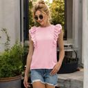 Pink Large Sleeveless Top with Ruffle Trim Detailing