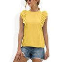 Yellow Large Sleeveless Top with Ruffle Trim Detailing