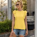 Yellow Large Sleeveless Top with Ruffle Trim Detailing