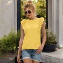 Yellow Large Sleeveless Top with Ruffle Trim Detailing