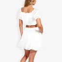 White Large Off Shoulder Eyelet Two Piece Set With Ruffle Trim