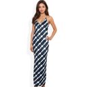 Black Large Spaghetti Strap Tie-Dye Maxi Dress with V-Neckline and Flowy Silhouette