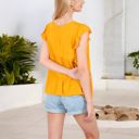  Sleeveless Ruffled Babydoll Top with Tiered Peplum Hem and Crew Neck Casual Loose Fit Blouse