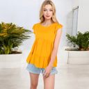  Sleeveless Ruffled Babydoll Top with Tiered Peplum Hem and Crew Neck Casual Loose Fit Blouse