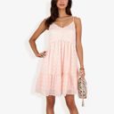 Pink Medium Sleeveless Swiss Dot Dress with Ruffle Hem