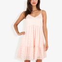 Pink Small Sleeveless Swiss Dot Dress with Ruffle Hem