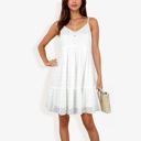 White Large Sleeveless Swiss Dot Dress with Ruffle Hem