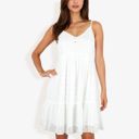 White Medium Sleeveless Swiss Dot Dress with Ruffle Hem