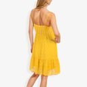 Yellow Large Sleeveless Swiss Dot Dress with Ruffle Hem