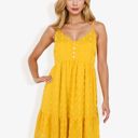 Yellow Large Sleeveless Swiss Dot Dress with Ruffle Hem