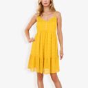 Yellow Large Sleeveless Swiss Dot Dress with Ruffle Hem