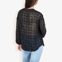  Long Sleeve Polka Dot Chiffon Blouse With Tie Neck