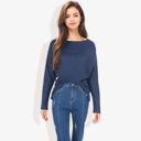  Open Neck Waffle Knit Dolman Sleeve Side Slit Tunic Pullover