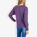  Long Sleeve Boat Neck Pullover Top with Stitch Detail