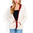 White Large Open-Front Textured  Jacket with Hood and Front Pockets