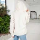 White Medium Open-Front Textured  Jacket with Hood and Front Pockets