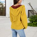 Yellow Medium Open-Front Textured  Jacket with Hood and Front Pockets