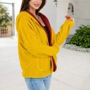 Yellow Small Open-Front Textured  Jacket with Hood and Front Pockets