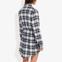  Long Sleeve Button-Down Plaid Shirt Dress with Drawstring Waist Casual Fall Outfit