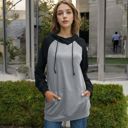 Gray Large Long Sleeve Raglan Hoodie with Kangaroo Pocket and Drawstring