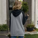 Gray Large Long Sleeve Raglan Hoodie with Kangaroo Pocket and Drawstring