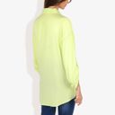 Green Large Long Sleeve Button-Down Shirt with Roll-Up Sleeves and Front Pocket Casual Loose Fit Blouse