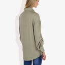 Green Large Long Sleeve Button-Down Shirt with Roll-Up Sleeves and Front Pocket Casual Loose Fit Blouse