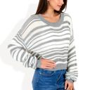  Striped Knit Sweater with Long Sleeves and Relaxed Fit